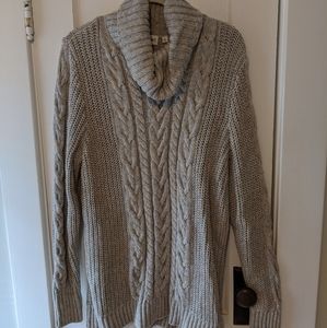 Gap Cable-Knit Turtleneck Tunic Sweater - XL Taupe